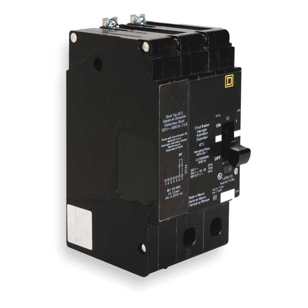 Square D Miniature Circuit Breaker, EDB Series, 20A, 2 Pole, 277/480V AC, 25kA at 120V AC - EDB24020SA