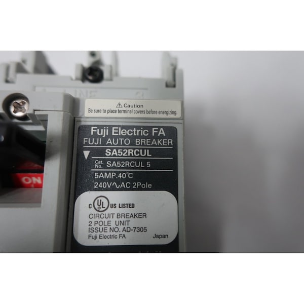 Fuji Electric Molded Case Circuit Breaker, 5A, 2 Pole, 240V AC - SA52RCUL-5A