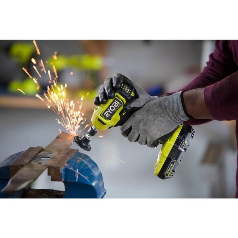 RYOBI ONE+ HP 18V Amoladora de troqueles compacta inalámbrica sin escobillas de ángulo recto de 1/4 de pulgada con batería de alto rendimiento de 4.0 Ah y cargador GRATIS - PSBDG01B-PSK014