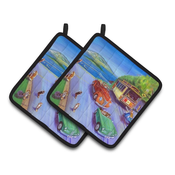 Carolines Treasures Corgi Hyde Park Pair of Pot Holders - 7436PTHD
