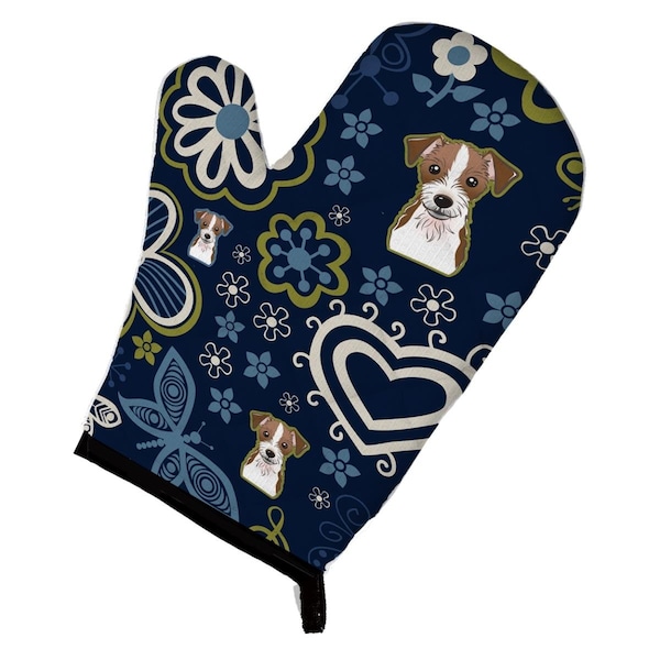 Carolines Treasures Blue Flowers Jack Russell Terrier Oven Mitt - BB5053OVMT