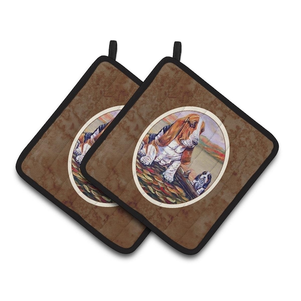 Carolines Treasures Basset Hound Pair of Pot Holders - 7004PTHD
