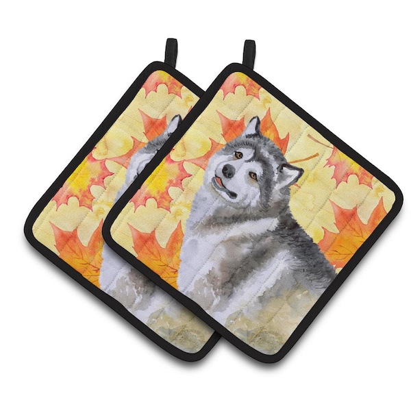 Carolines Treasures Alaskan Malamute Fall Pair of Pot Holders - BB9899PTHD
