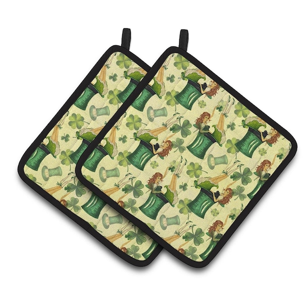 Carolines Treasures Watercolor St Patricks Day Party Pair of Pot Holders - BB7559PTHD