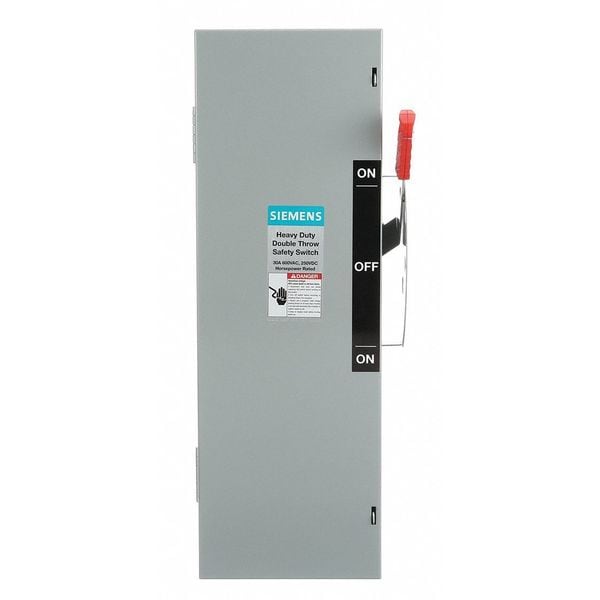 Interruptor de seguridad con fusible Siemens, servicio pesado, 600V CA, 3 polos, 30 A, NEMA 1 - DTF361