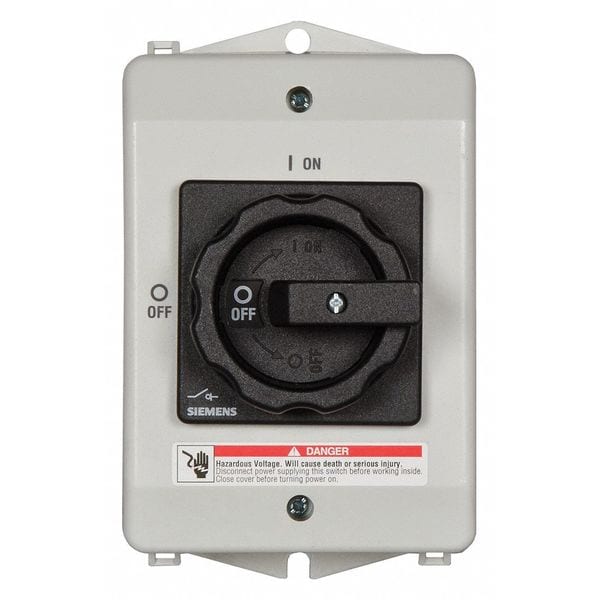 Interruptor de seguridad Siemens sin fusible, servicio pesado, 600V CA, 3PST, 63 A, NEMA 1, 12K, 4X - 3LD25650TB510US2