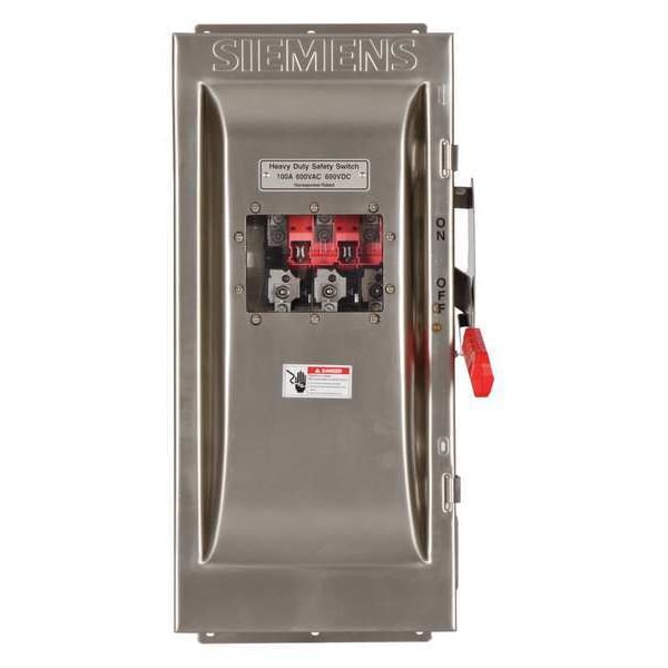 Interruptor de seguridad Siemens sin fusible, servicio pesado, 600V CA, 3PST, 100 A, NEMA 3R - HNF363SW