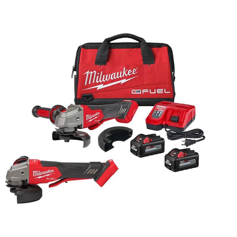 Kit de amoladora inalámbrica Milwaukee M18 FUEL 18-Volt Lithium-Ion Brushless de 4-1/2 pulgadas/5 pulgadas con freno w/M18 FUEL Grinder - 2882-22-2888-20