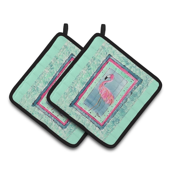 Carolines Treasures Bird - Flamingo Pair of Pot Holders - 8107-BPTHD