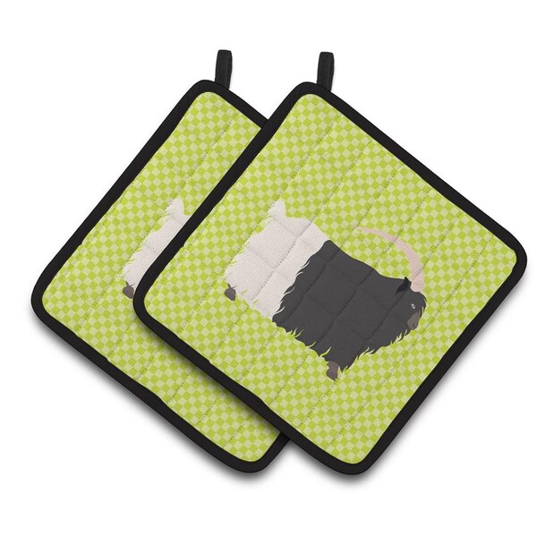 Carolines Treasures Welsh Black-Necked Goat Green Pair of Pot Holders - BB7713PTHD