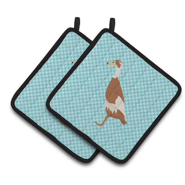 Carolines Treasures Indian Runner Duck Blue Check Pair of Pot Holders - BB8039PTHD