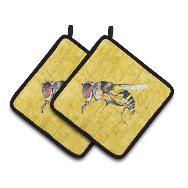 Carolines Treasures Bee on Yellow Pair of Pot Holders, 7.5 x 3 x 7.5 in. - 8851PTHD