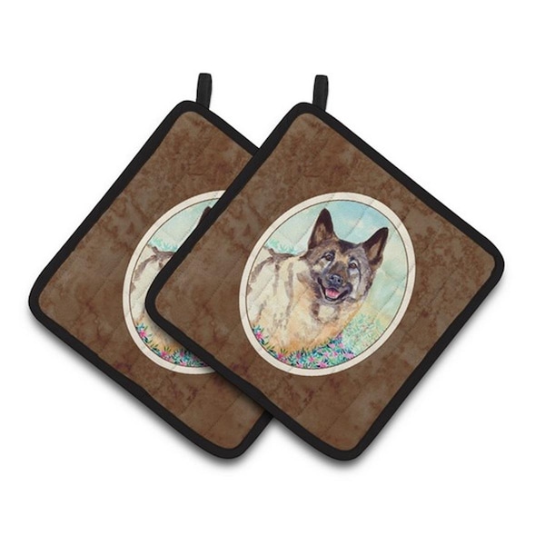 Carolines Treasures Norwegian Elkhound Pair of Pot Holders, 7.5 x 3 x 7.5 in. - 7231PTHD
