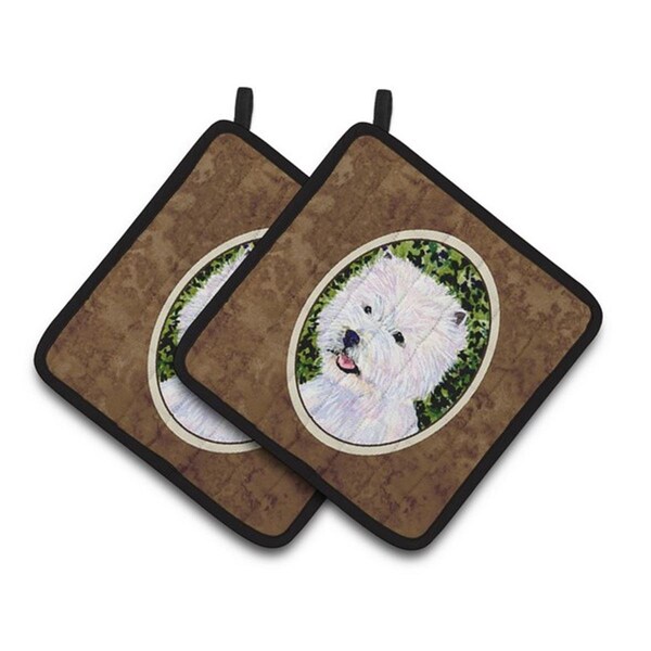 Carolines Treasures Westie Pair of Pot Holders, 7.5 x 3 x 7.5 in. - SS8818PTHD