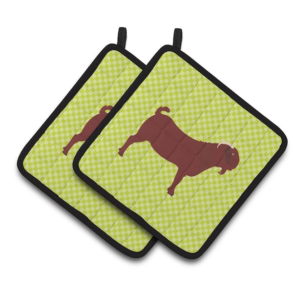 Carolines Treasures Kalahari Red Goat Green Pair of Pot Holders - BB7717PTHD