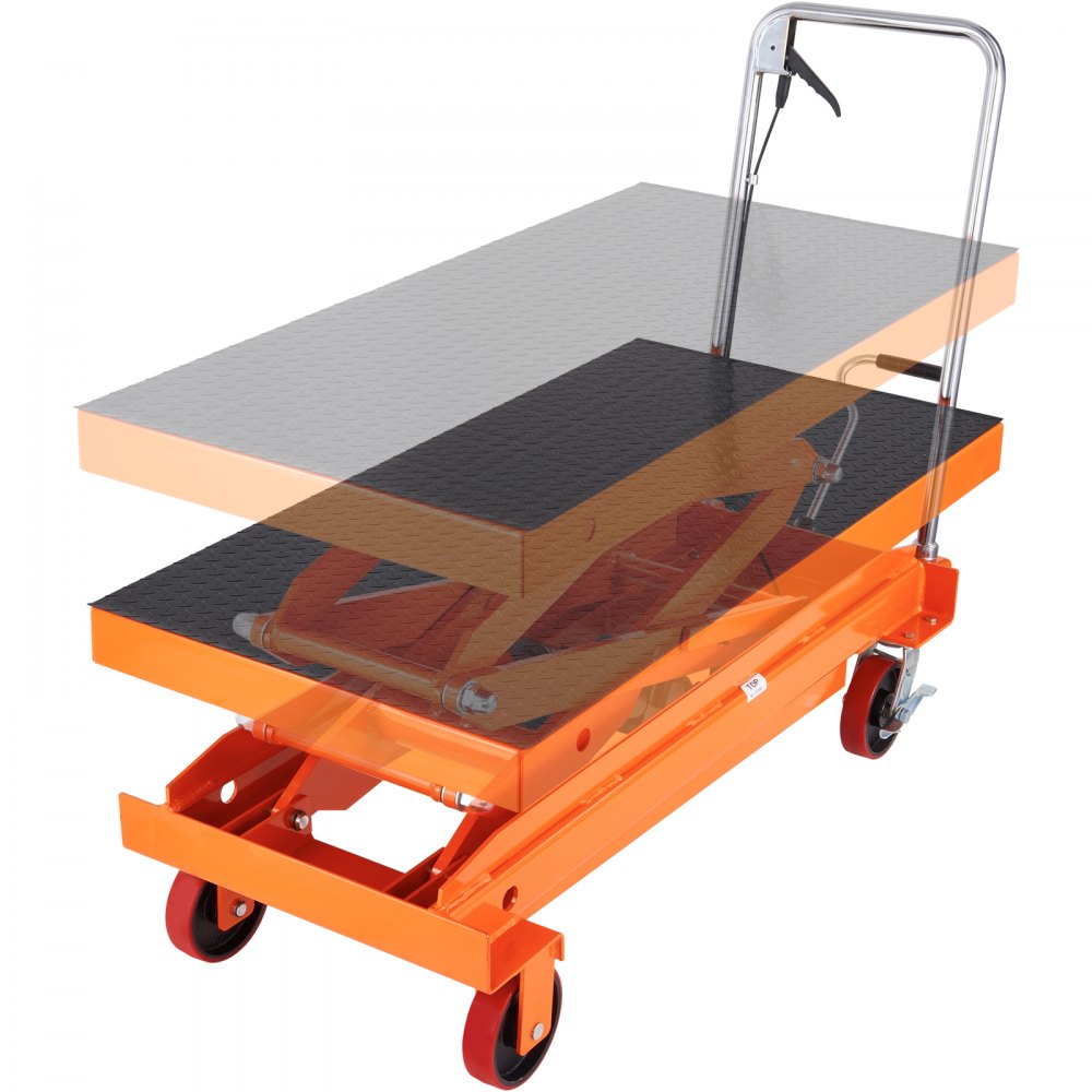 VEVOR Hydraulic Lift Table Cart, 1760lbs Capacity 59" Lifting Height, Manual Double Scissor Lift Table with 4 Wheels and Non-slip Pad, Hydraulic Scissor Cart for Material Handling and Transportation - SJYYSJPTCCS6IH96ZV0