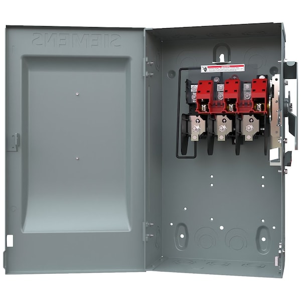 Interruptor de seguridad no fusible Siemens, servicio pesado, 600V AC, 2PST, 60 A, NEMA 1 - HNF262
