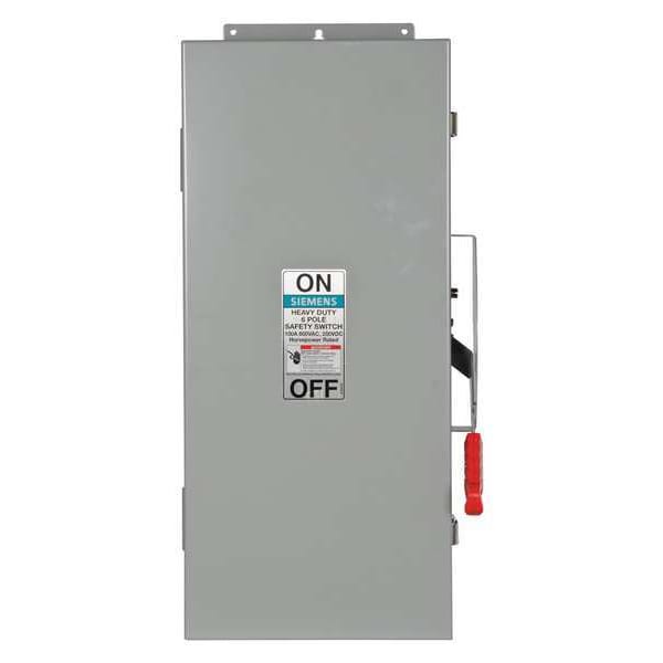 Interruptor de seguridad no fusible Siemens, servicio pesado, 600V AC, 3 polos, 100 A, NEMA 12, 3R, 4X - HNF663J