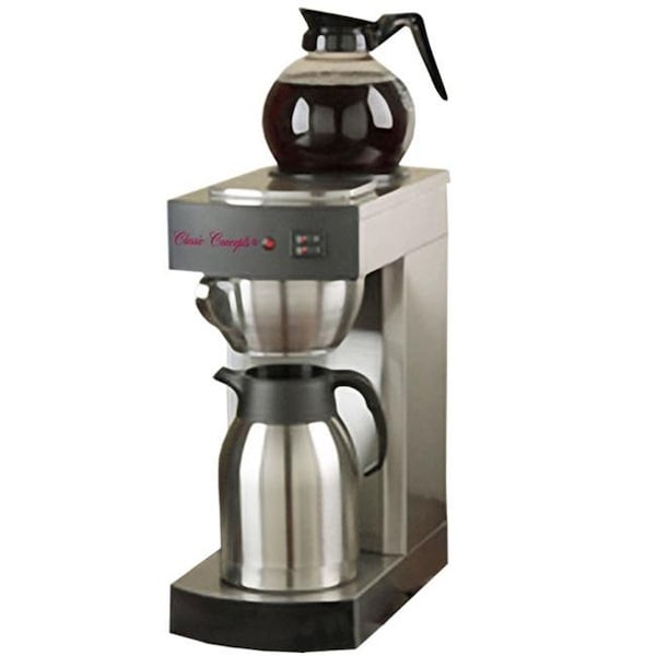 Classic Concepts Classic Concepts RCB130 Stainless Steel Commercial Brewer -1 Warmer; 12 Cup with Decanter & 1 Stainless Steel Thermal Server - RCB130