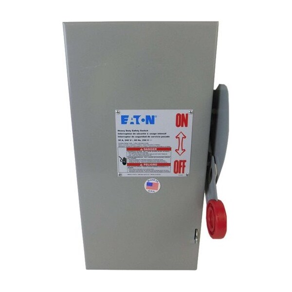 Interruptor de seguridad fusible de un solo tiro de servicio pesado Eaton, hoja visible mejorada, 30 A, DH221NGK