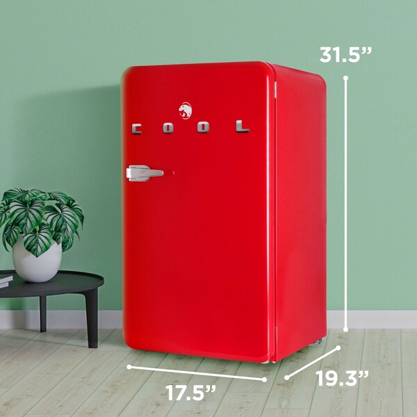 Commercial Cool 3.2 Cu. Ft. Refrigerator With Freezer, Retro Fridge, Red - CCRR32HR