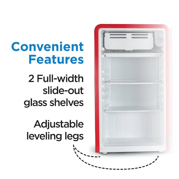 Commercial Cool 3.2 Cu. Ft. Refrigerator With Freezer, Retro Fridge, Red - CCRR32HR