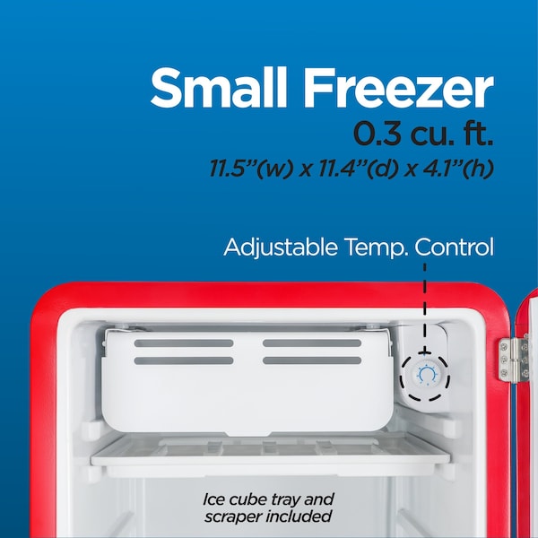 Commercial Cool 3.2 Cu. Ft. Refrigerator With Freezer, Retro Fridge, Red - CCRR32HR