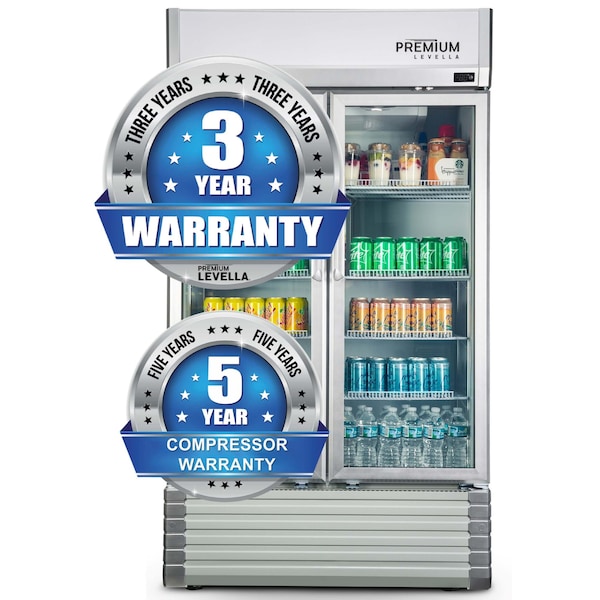 Premium Levella Premium Levella 18 cu. ft. Commercial Display Refrigerator Two Glass Door Merchandiser in Silver - PRN185DX