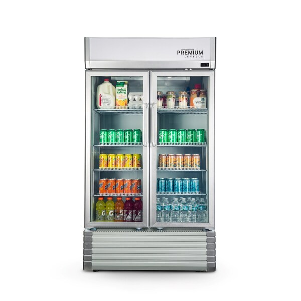 Premium Levella Premium Levella 18 cu. ft. Commercial Display Refrigerator Two Glass Door Merchandiser in Silver - PRN185DX