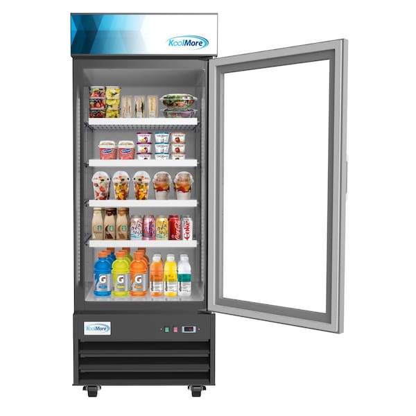 Koolmore 29" Commercial Glass 1 Door Display Refrigerator Merchandiser-Upright Beverage Cooler w\LED Lighting - MDR-1GD-23C