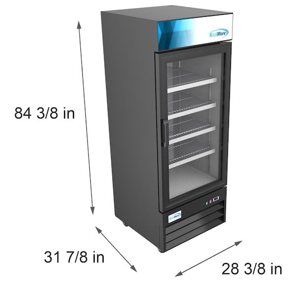 Koolmore 29" Commercial Glass 1 Door Display Refrigerator Merchandiser-Upright Beverage Cooler w\LED Lighting - MDR-1GD-23C