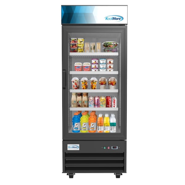 Koolmore 29" Commercial Glass 1 Door Display Refrigerator Merchandiser-Upright Beverage Cooler w\LED Lighting - MDR-1GD-23C