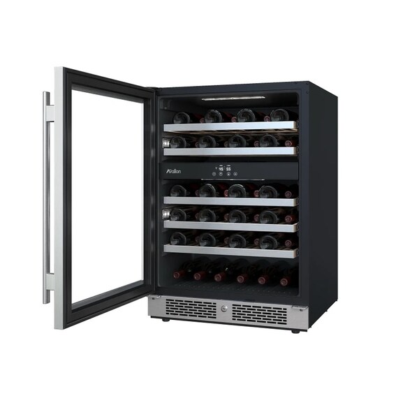 Avallon 24 Inch Wide 45 Bottle Capacity Dual Zone Wine Cooler with Left Swing Door - AWC242DZLH