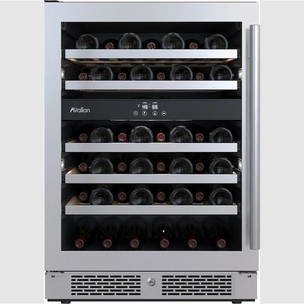 Avallon 24 Inch Wide 45 Bottle Capacity Dual Zone Wine Cooler with Left Swing Door - AWC242DZLH