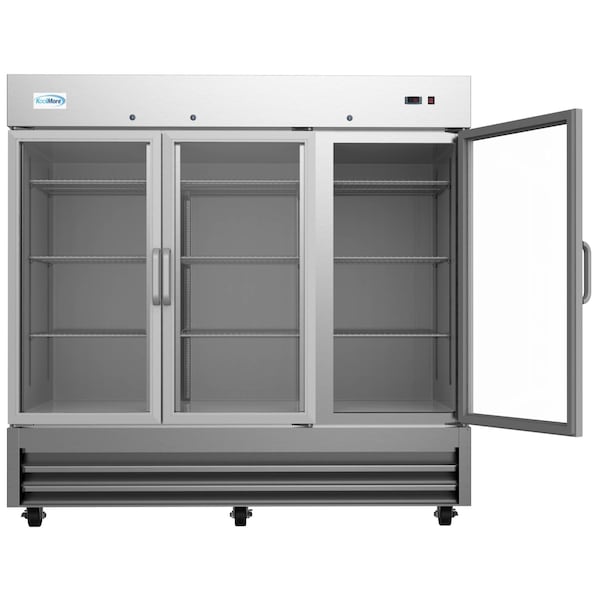 Koolmore 81" 3 Glass Door Commercial Reach-In Refrigerator Cooler with LED lighting - RIR-3D-GD