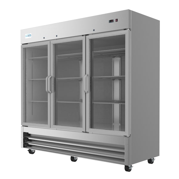 Koolmore 81" 3 Glass Door Commercial Reach-In Refrigerator Cooler with LED lighting - RIR-3D-GD