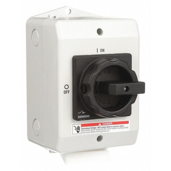 Interruptor de seguridad Siemens sin fusibles, servicio pesado, 600V AC, 3PST, 30 A, NEMA 1, 12K, 4X - 3LD22641GP510US2