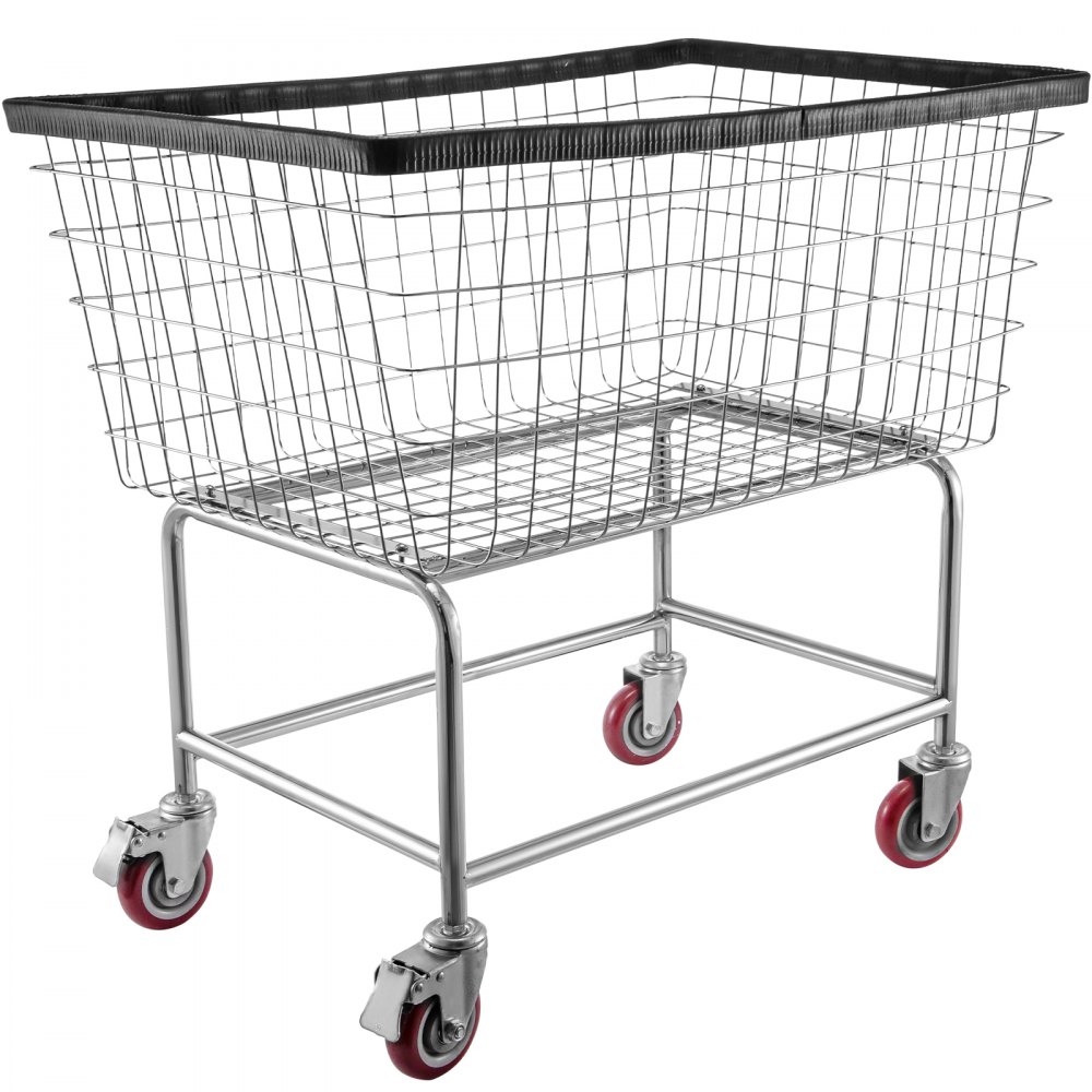 VEVOR Wire Laundry Cart, 4.5 Bushel Wire Laundry Basket with Wheels, 35''x15.7''x22'' Commercial Wire Laundry Basket Cart, Steel Frame with Chrome Finish, 5'' Casters, Wire Basket Cart for Laundry - XYCDG200F-D000001V0