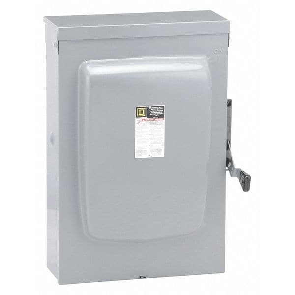 Interruptor de seguridad de fusible Square D, trabajo general, 240V CA/CC, 2PST, 400 A, NEMA 3R - D225NR