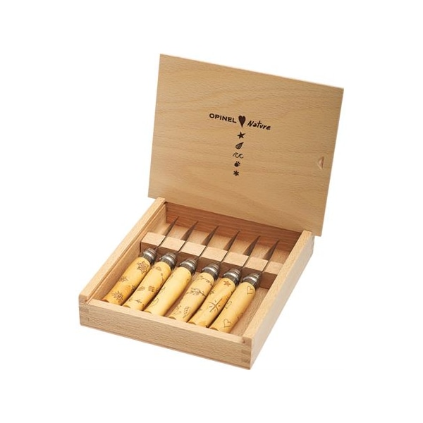 Opinel Sas 2018 Opinel Wooden Box Of 6 Mixed Ndegrees07 Nature 8Cm - OPI-001555