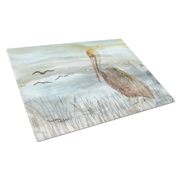 Carolines Treasures Brown Pelican Watercolor Glass Cutting Board Large - SC2009LCB