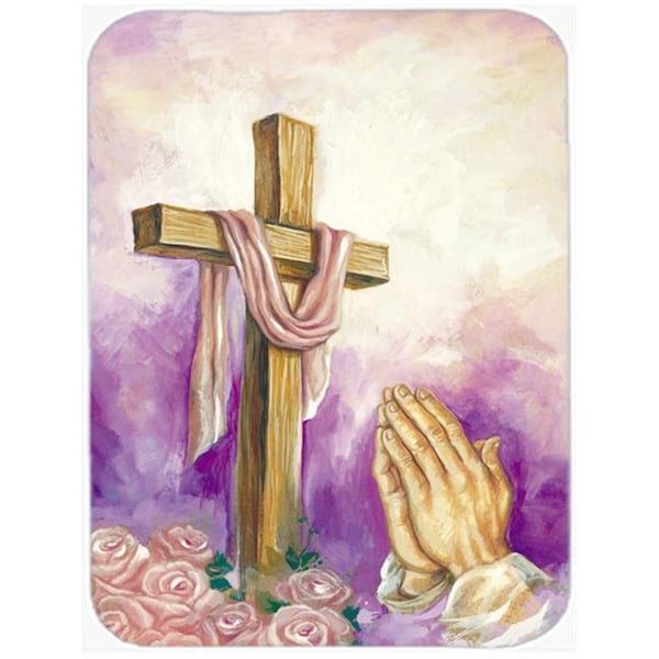 Carolines Treasures Carolines Treasures APH2810LCB Easter Cross with Praying Hands Glass Large Cutting Board - APH2810LCB