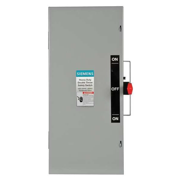Interruptor de seguridad Siemens sin fusibles, servicio pesado, 240V AC, 2 polos, 100 A, NEMA 1 - DTNF223.