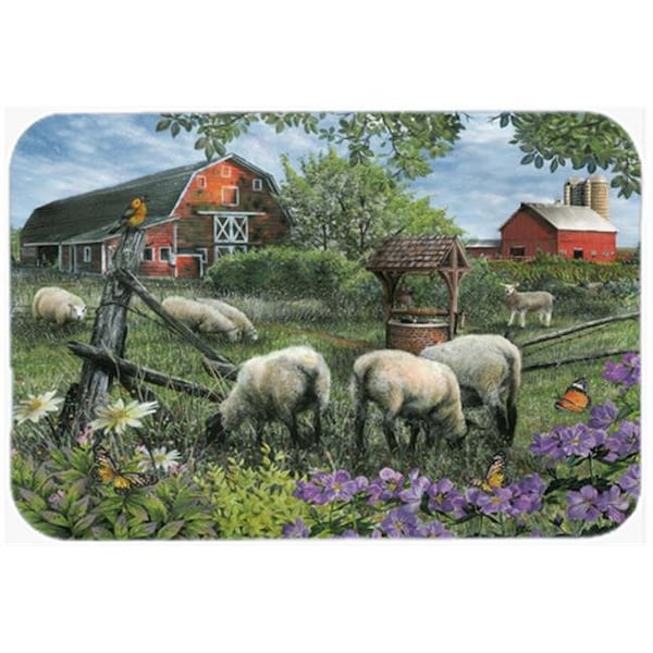 Carolines Treasures Carolines Treasures PTW2026LCB Pleasant Valley Sheep Farm Glass Cutting Board; Large - PTW2026LCB