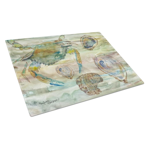 Carolines Treasures CrabShrimp & Oyster Sunset Glass Cutting Board Large - SC2017LCB