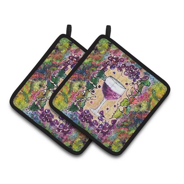 Carolines Treasures Wine Pair of Pot Holders, 7.5 x 3 x 7.5 in. - 8616PTHD