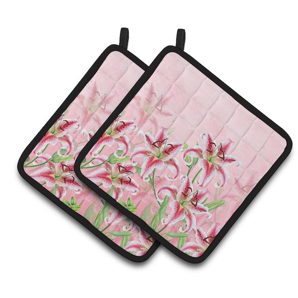 Carolines Treasures Pink Lillies Pair of Pot Holders - BB7446PTHD