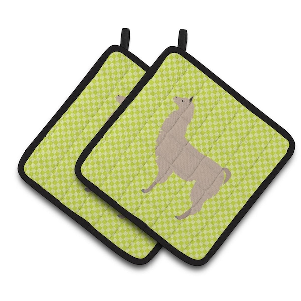 Carolines Treasures Llama Green Pair of Pot Holders - BB7742PTHD