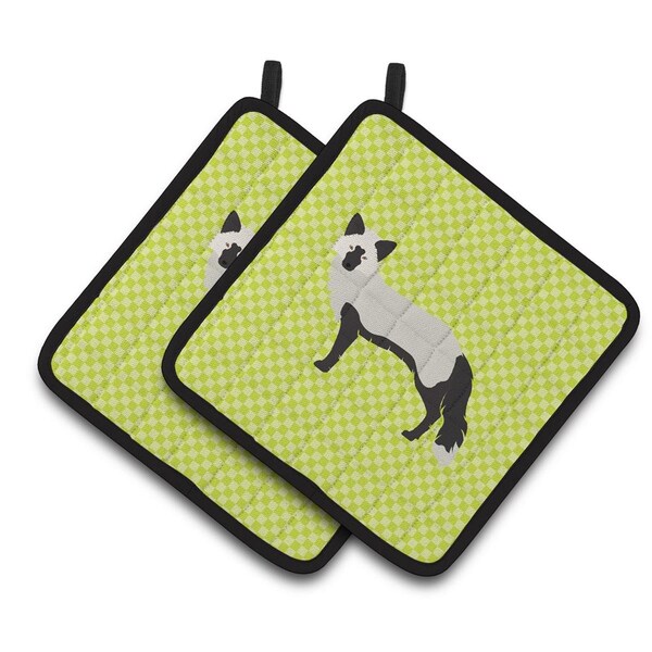 Carolines Treasures Silver Fox Green Pair of Pot Holders - BB7697PTHD