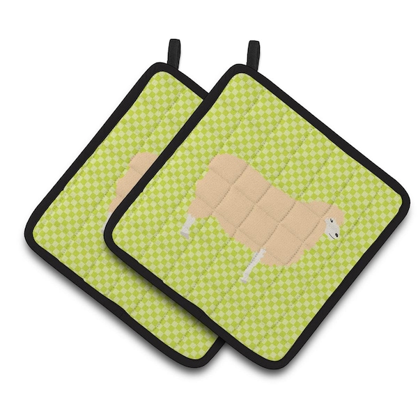 Carolines Treasures English Leicester Longwool Sheep Green Pair of Pot Holders - BB7800PTHD